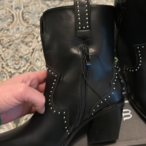 Studded Black Ankle Boots - Picture 4 of 8